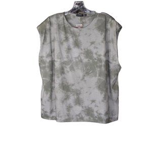 New!!!! Women's  Bohoo Green Tie Dye  Cap Sleeve T Shirt Shoulder Pads 18